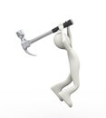 3d man claw hammer swing Royalty Free Stock Photo