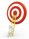 3d man climbs the ladder to the target Royalty Free Stock Photo