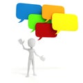 3d man and colorful bubble talk Royalty Free Stock Photo