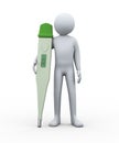 3d man with digital thermometer