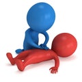 3d Man doing CPR First Aid. Royalty Free Stock Photo