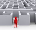 3d man entering maze puzzle Royalty Free Stock Photo