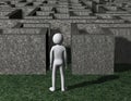 3d man entering rocky maze puzzle Royalty Free Stock Photo