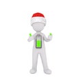 3d man with a green recharged battery icon Royalty Free Stock Photo