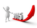 3d man with growing up 2015 year success arrow