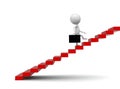 3d man holding a  briefcase in hands and walking upwards through stair concept Royalty Free Stock Photo