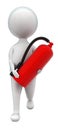 3d man holding fire extinguisher concept Royalty Free Stock Photo