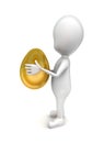 3d man holding a golden egg in hands concept Royalty Free Stock Photo
