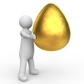 3d man holding golden egg. Royalty Free Stock Photo