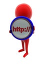 3d man holding http: - text projected on a circular shape concept Royalty Free Stock Photo