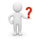 3d man holding interrogation mark Royalty Free Stock Photo