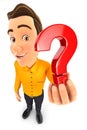 3d man holding a question mark icon Royalty Free Stock Photo