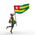 3D man holding Togolese Flag