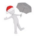 3d man holding an umbrella testing for rain