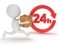 3d man icon running with a box in his hand Royalty Free Stock Photo