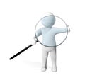 3d man investigating with magnifying glass Royalty Free Stock Photo