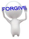 3d man on knee holding forgive text concept