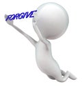 3d man on knee holding forgive text concept
