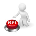 3d man with KPI ( Key Performance Indicator ) button