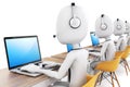 3d man and laptop, call center concept Royalty Free Stock Photo