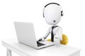 3d man and laptop, call center concept Royalty Free Stock Photo