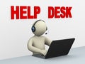 3d man with laptop - help desk Royalty Free Stock Photo