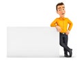 3d man leaning against white wall Royalty Free Stock Photo