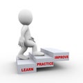 3d man on learn practice improve steps Royalty Free Stock Photo