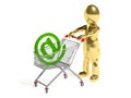 3d man with mail sign in shopping cart Royalty Free Stock Photo