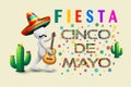 3D man in Mexican fiesta Cinco de Mayo. Party invitation card Royalty Free Stock Photo