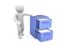 3d man - person and open drawer with folders.