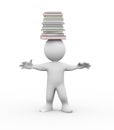 3d man with pile of books on head