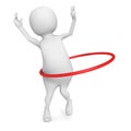 3d man plays hula hoop exercise on white background Royalty Free Stock Photo