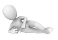 3d man pointing down and lie. Royalty Free Stock Photo