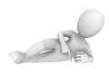 3d man pointing down and lie. 3d illustration. Royalty Free Stock Photo