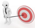 3d man pointing presentation stick on red and white target board illustration Royalty Free Stock Photo