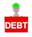 3d man presenting debt concept Royalty Free Stock Photo