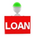 3d man presenting loan text concept