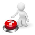 3d man is pushing the question mark button Royalty Free Stock Photo