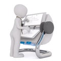 3D man reading notes in rolodex Royalty Free Stock Photo