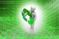 3d man with recycling sign Royalty Free Stock Photo