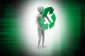 3d man with recycling sign Royalty Free Stock Photo