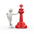 3d man with red big chess piece