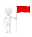 3d man with red color flag Royalty Free Stock Photo