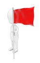3d man with red color flag Royalty Free Stock Photo