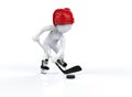 3d man in red hockey helmets, skating on a white background.