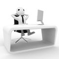 3d man relax in office on chair with LCD monitor screen on table illustration Royalty Free Stock Photo