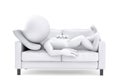 3d man man relaxing on couch. Isolated Royalty Free Stock Photo