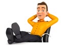 3d man relaxing with feet up on his desk Royalty Free Stock Photo