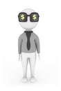 3d man rich , wearing spectacles and dollar sign projected in it Royalty Free Stock Photo